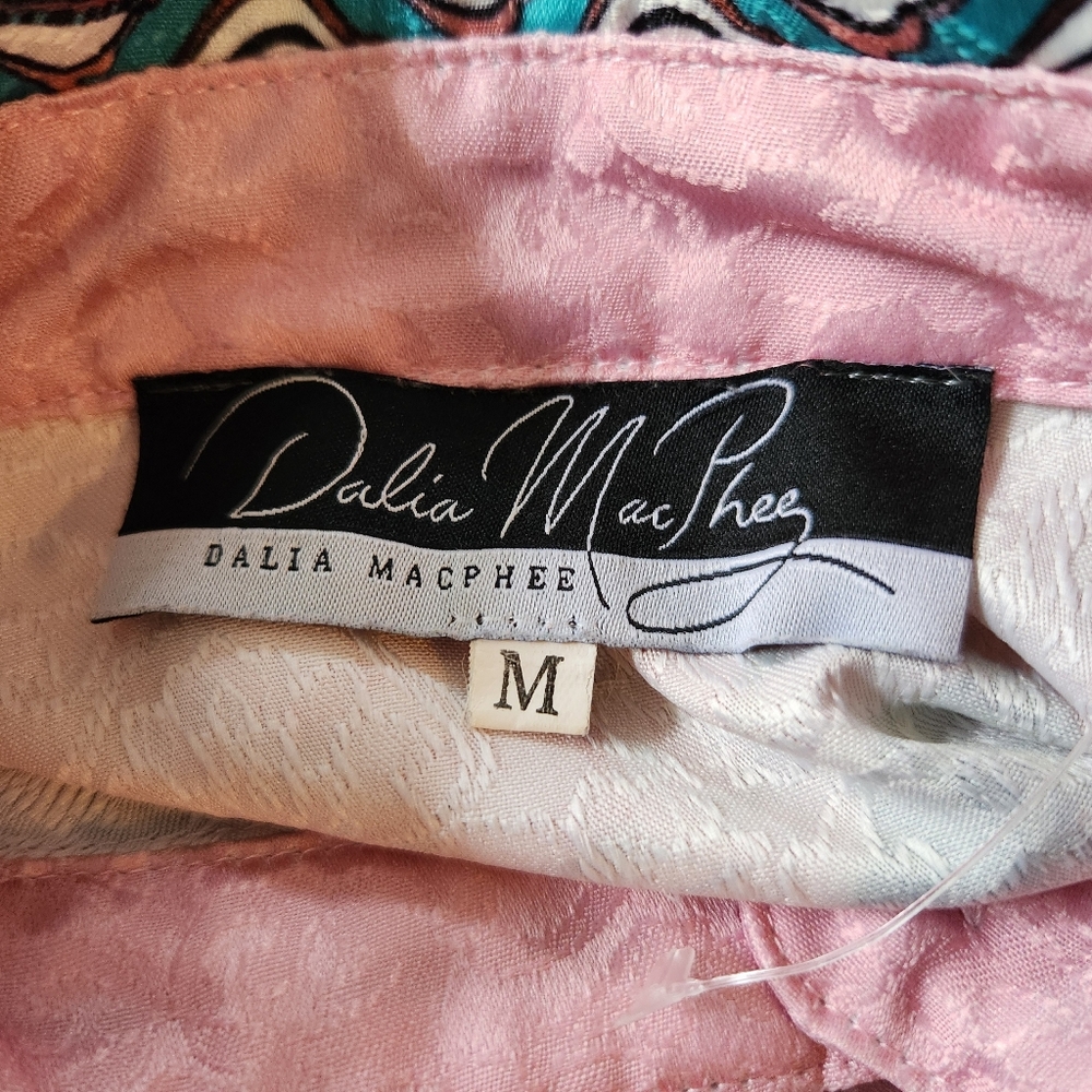 Dalia MacPhee Green Pink Floral Dress Size M Jacquard Bohemian Retro Patchwork - Picture 10 of 10